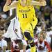 Michigan freshman Nik Stauskas celebrates three-point basket in the first half against Louisville at the Georgia Dome during the national championship game in Atlanta on Monday, April 8, 2013. Melanie Maxwell I AnnArbor.com